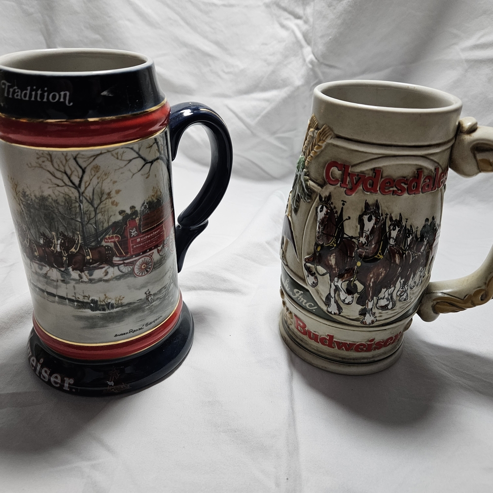Budweiser Collectible Beer Steins - Black and Cream